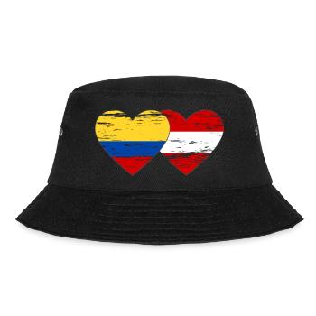 Colombia Austria Flag Heart Used - Bucket Hat - black - Front - Lela (165cm)