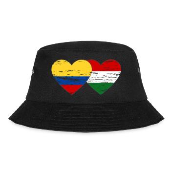 Colombia Hungary flag heart used - Bucket Hat - black - Front - Lela (165cm)