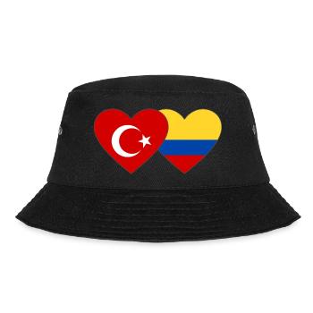 Turkey Colombia Flag Heart - Bucket Hat - black - Front - Lela (165cm)