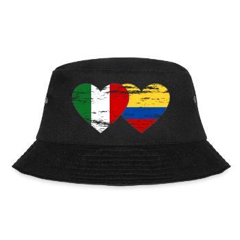 Italy Colombia Flag Heart - Bucket Hat - black - Front - Lela (165cm)