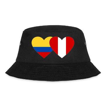 Kolumbien Peru Flagge Herz - Bucket Hat - Schwarz - Vorne - Lela (165cm)
