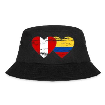Peru Colombia flag heart used - Bucket Hat - black - Front - Lela (165cm)