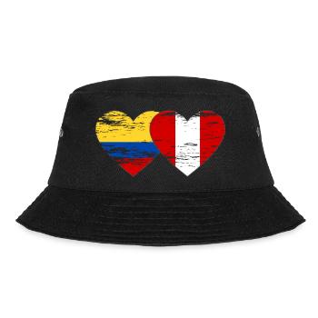 Colombia Peru Flag Heart Used - Bucket Hat - black - Front - Lela (165cm)