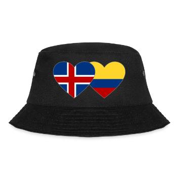 Iceland Colombia Flag Heart - Bucket Hat - black - Front - Lela (165cm)