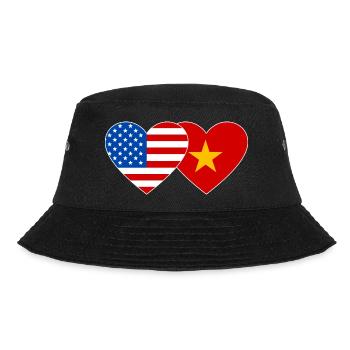 USA Vietnam Flagge Herz - Bucket Hat - Schwarz - Vorne - Lela (165cm)