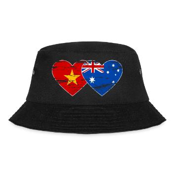 Vietnam Australien Flagge Herz used - Bucket Hat - Schwarz - Vorne - Lela (165cm)