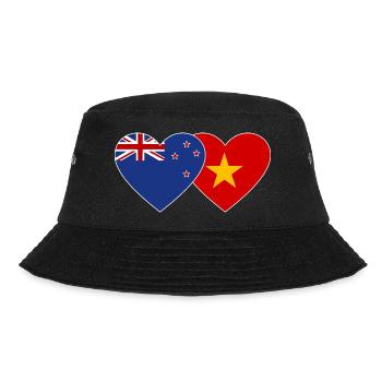 Neuseeland Vietnam Flagge Herz - Bucket Hat - Schwarz - Vorne - Lela (165cm)