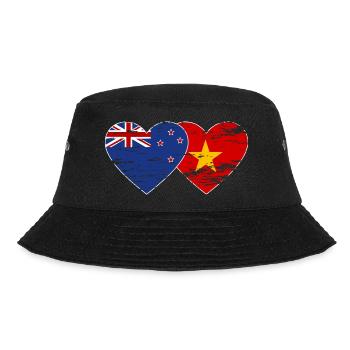 Neuseeland Vietnam Flagge Herz used - Bucket Hat - Schwarz - Vorne - Lela (165cm)
