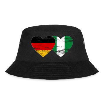 Germany Nigeria flag heart used - Bucket Hat - black - Front - Lela (165cm)