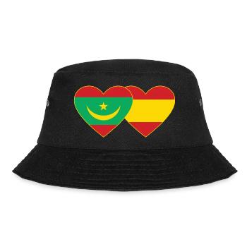Mauritania Spain Flag Heart - Bucket Hat - black - Front - Lela (165cm)