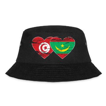 Tunisia Mauritania Flag Heart used - Bucket Hat - black - Front - Lela (165cm)
