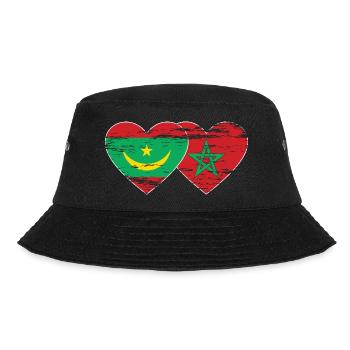 Mauritania Morocco Flag Heart used - Bucket Hat - black - Front - Lela (165cm)