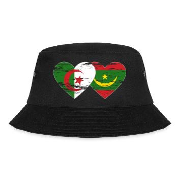 Algeria Mauritania Flag Heart used - Bucket Hat - black - Front - Lela (165cm)