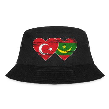 Turkey Mauritania Flag Heart used - Bucket Hat - black - Front - Lela (165cm)