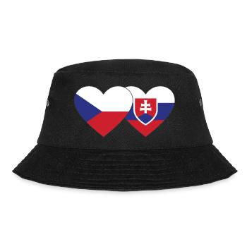 Tschechien Slowakei Flagge Herz - Bucket Hat - Schwarz - Vorne - Lela (165cm)