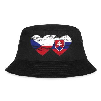 Tschechien Slowakei Flagge Herz used - Bucket Hat - Schwarz - Vorne - Lela (165cm)