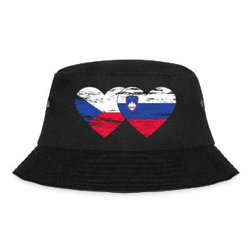 Czech Republic Slovenia flag heart used - Bucket Hat - black - Front - Lela (165cm)