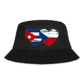 Kuba Tschechien Flagge Herz used - Bucket Hat - Schwarz - Vorne - Lela (165cm)