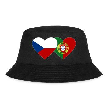 Tschechien Portugal Flagge Herz - Bucket Hat - Schwarz - Vorne - Lela (165cm)
