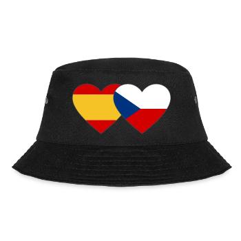 Spanien Tschechien Flagge Herz - Bucket Hat - Schwarz - Vorne - Lela (165cm)