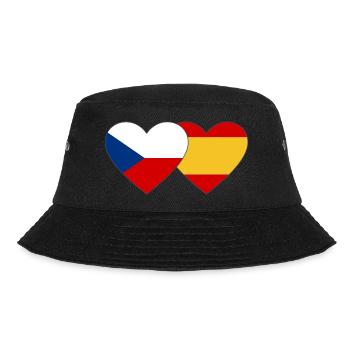 Tschechien Spanien Flagge Herz - Bucket Hat - Schwarz - Vorne - Lela (165cm)