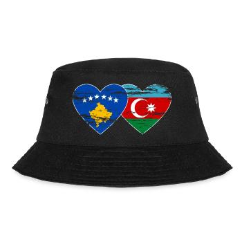 Kosovo Aserbaidschan Flagge Herz used - Bucket Hat - Schwarz - Vorne - Lela (165cm)