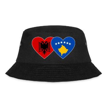 Albanien Kosovo Flagge Herz - Bucket Hat - Schwarz - Vorne - Lela (165cm)