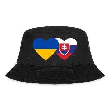 Ukraine Slovakia Flag Heart - Bucket Hat - black - Front - Lela (165cm)