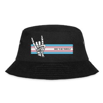 Trau dich, du selbst zu sein, Rock Skull LGBTQ Ally - Bucket Hat - Schwarz - Vorne - Lela (165cm)