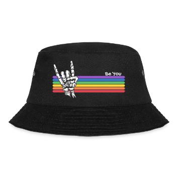Sei du selbst, Rock Skull LGBTQ Stolz Verbündeter Gay Pride - Bucket Hat - Schwarz - Vorne - Lela (165cm)