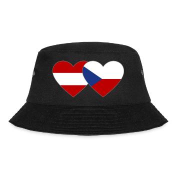 Österreich Tschechien Flagge Herz Flagge - Bucket Hat - Schwarz - Vorne - Lela (165cm)