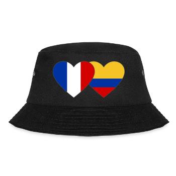 France Colombia Flag Heart - Bucket Hat - black - Front - Lela (165cm)
