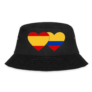 Spain Colombia Flag Heart - Bucket Hat - black - Front - Lela (165cm)