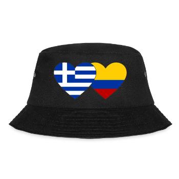 Greece Colombia Flag Heart - Bucket Hat - black - Front - Lela (165cm)