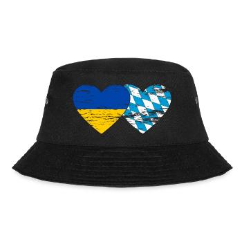 Ukraine Bavaria Flag Heart used - Bucket Hat - black - Front - Lela (165cm)