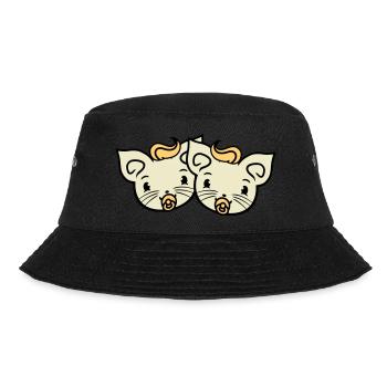 2 pacifiers cats Two baby siblings twins - Bucket Hat - black - Front - Lela (165cm)