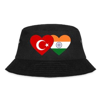 Türkei Indien Flagge Herz - Bucket Hat - Schwarz - Vorne - Lela (165cm)