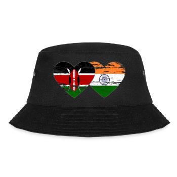 Kenya India Flag Heart Used - Bucket Hat - black - Front - Lela (165cm)