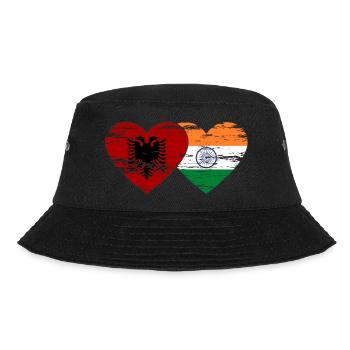 Albania India Flag Heart Used - Bucket Hat - black - Front - Lela (165cm)