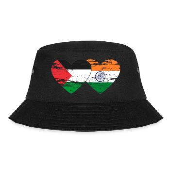 Palestine India Flag Heart Used - Bucket Hat - black - Front - Lela (165cm)