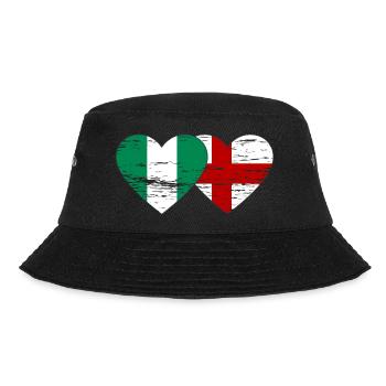 Nigeria England Flag Heart Used - Bucket Hat - black - Front - Lela (165cm)