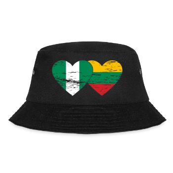Nigeria Lithuania flag heart used - Bucket Hat - black - Front - Lela (165cm)