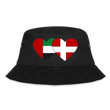 Vereinigte Arabische Emirate Dänemark Flagge Herz - Bucket Hat - Schwarz - Vorne - Lela (165cm)