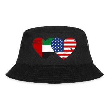 United Arab Emirates USA Flag Heart - Bucket Hat - black - Front - Lela (165cm)