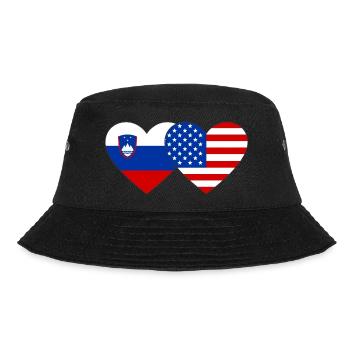 Slowenien USA Flagge Herz - Bucket Hat - Schwarz - Vorne - Lela (165cm)