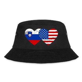Slovenia USA flag heart used - Bucket Hat - black - Front - Lela (165cm)