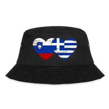 Slovenia Greece flag heart used - Bucket Hat - black - Front - Lela (165cm)