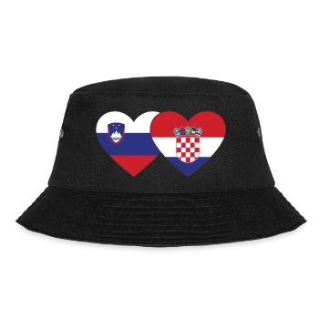 Slowenien Kroatien Flagge Herz - Bucket Hat - Schwarz - Vorne - Lela (165cm)