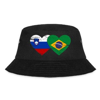 Slovenia Brazil flag heart used - Bucket Hat - black - Front - Lela (165cm)