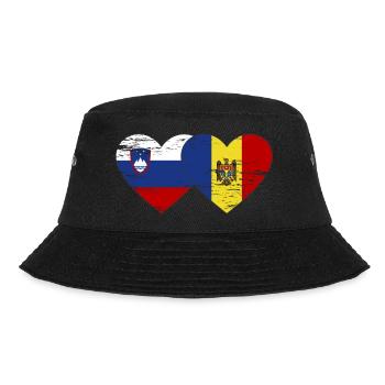 Slovenia Moldova flag heart used - Bucket Hat - black - Front - Lela (165cm)